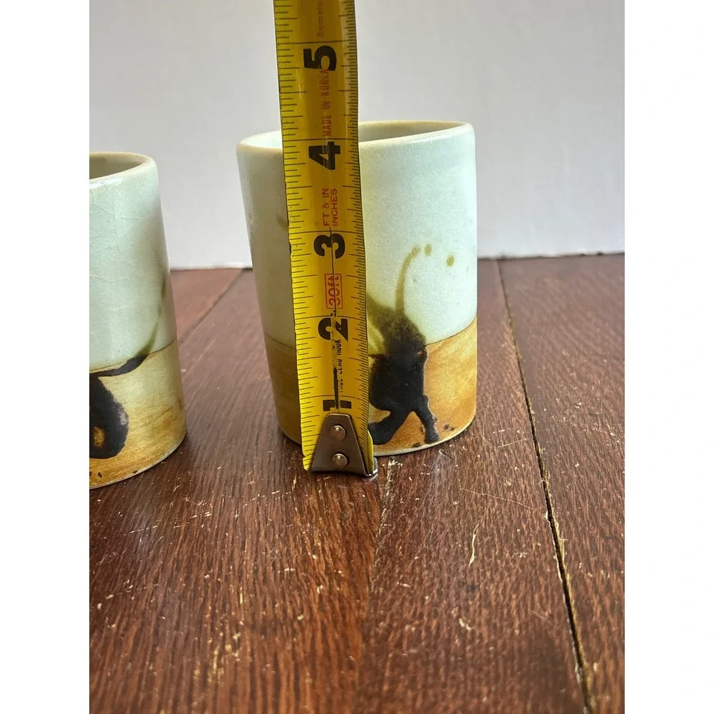 La Colombe Vallauris France Pottery Stoneware Tumblers Set of 2 Vintage Ceramic